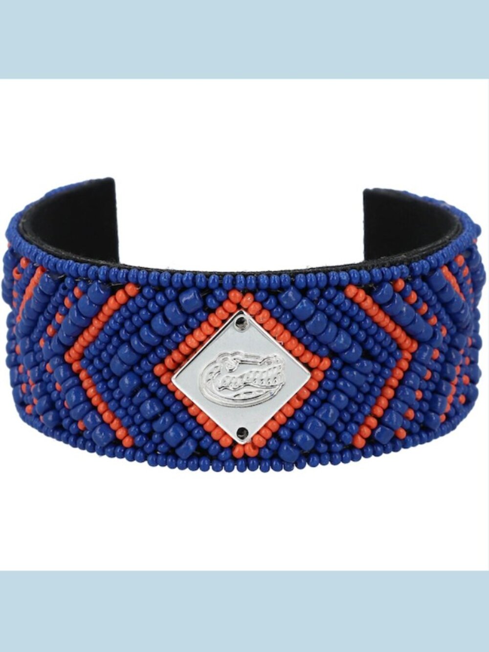 University of Florida Gators Cuff Bracelet NEW Hand Beaded Blue Orange Silver